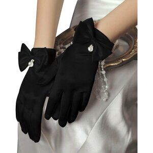 Women's Special Black Short Satin Gloves Formal Dress Wedding Dancing Party
